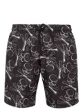 Philipp Plein skull-print drawstring swim trunks - Black