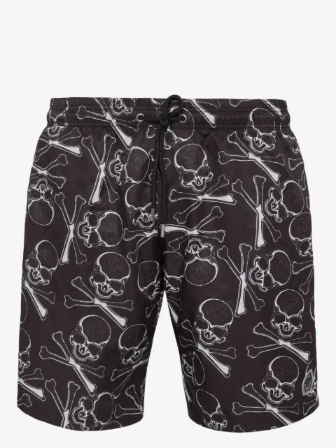 Philipp Plein skull-print drawstring swim trunks