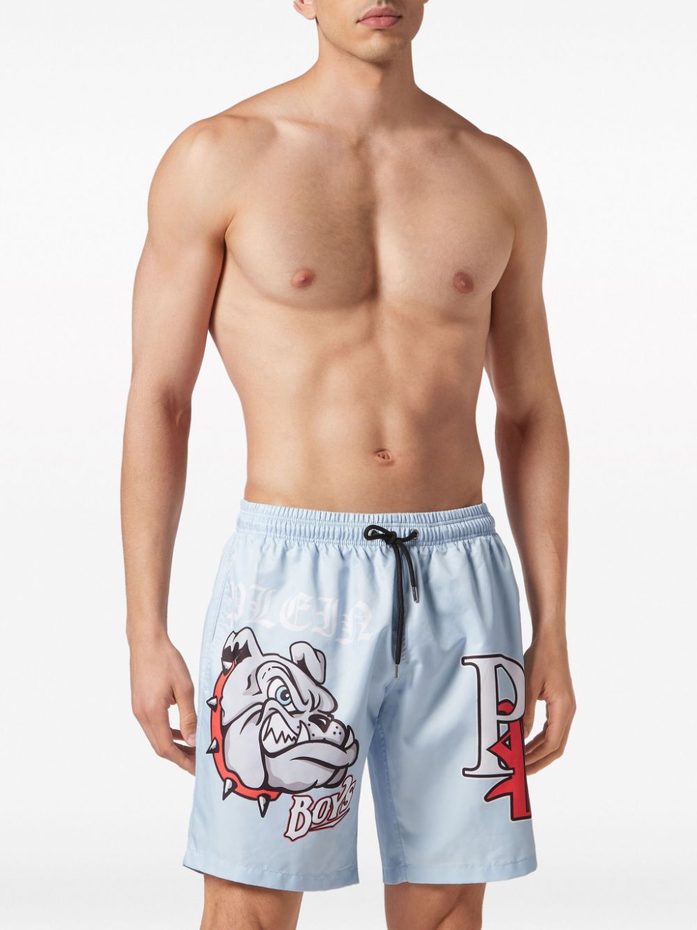 Shop Philipp Plein Bulldogs-print Swim Shorts In Blue