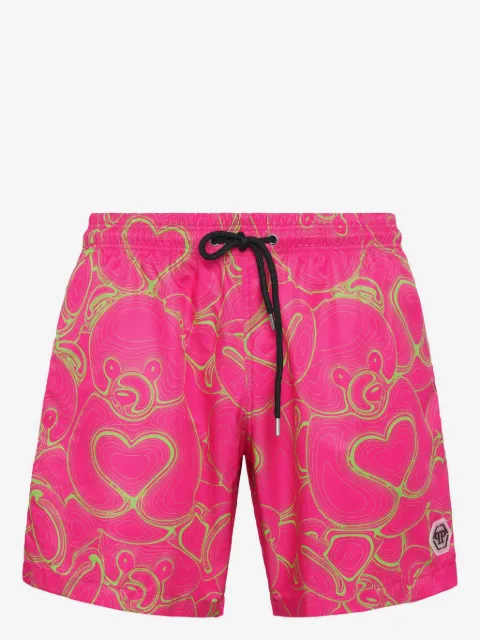 Philipp Plein traje de baño con corazones estampados