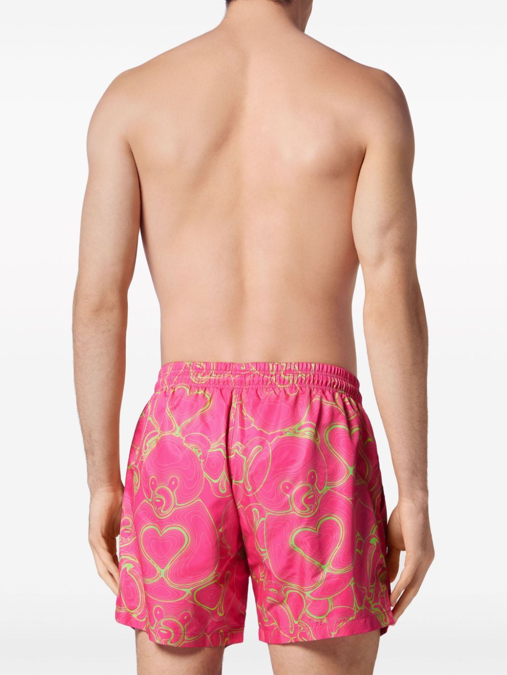 Shop Philipp Plein Heart-print Swim Trunks In Pink