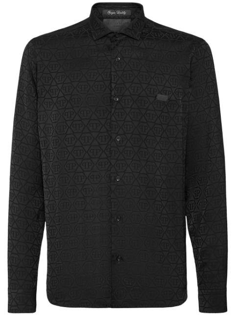 Philipp Plein monogram-jacquard button-up shirt Men