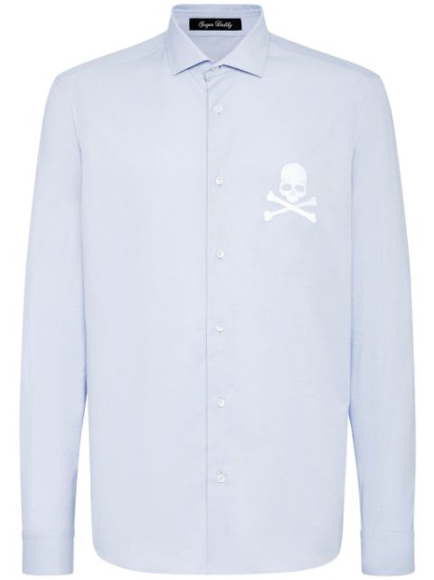 Philipp Plein Sugar Daddy skull-embroidered cotton shirt Men