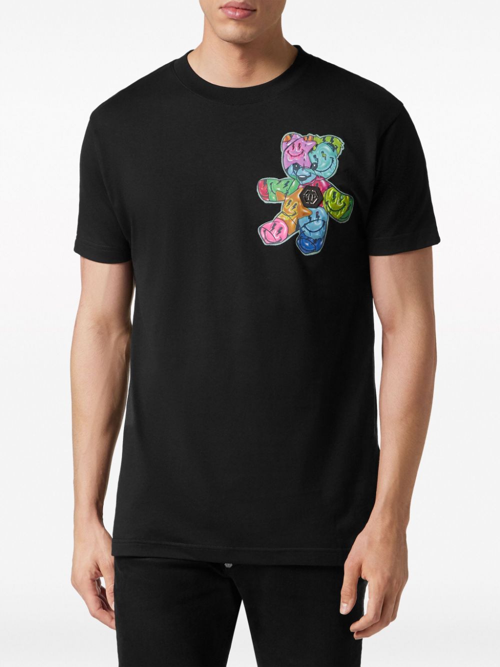 Shop Philipp Plein Ss Smile Cotton T-shirt In Black
