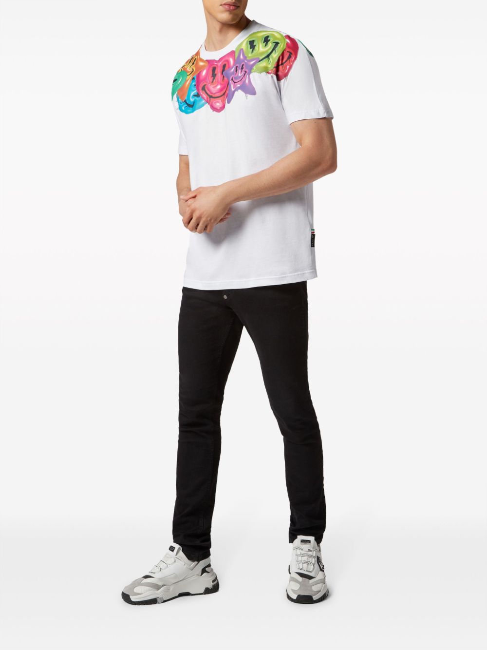 Shop Philipp Plein Ss Smile Cotton T-shirt In White