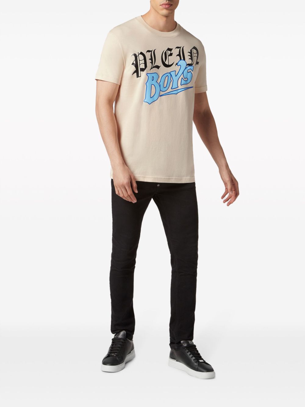 Shop Philipp Plein Slogan-print Cotton T-shirt In Neutrals