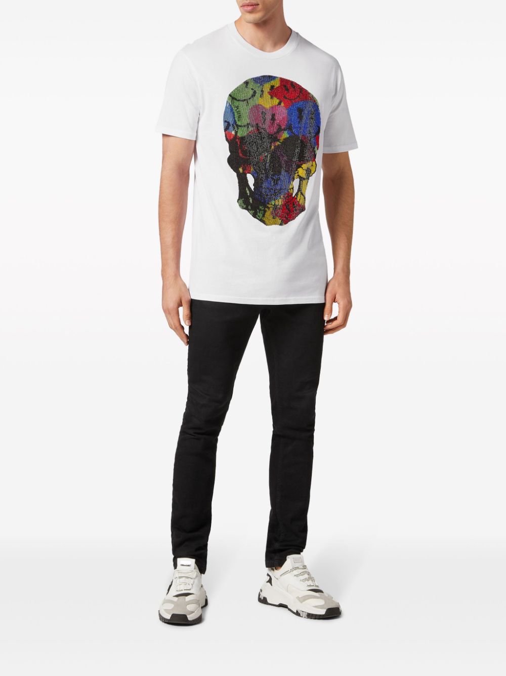 Shop Philipp Plein Smile-print Cotton T-shirt In White