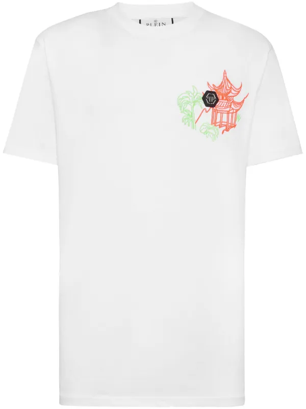 Philipp Plein Embroidered Cotton T-shirt White FARFETCH IN
