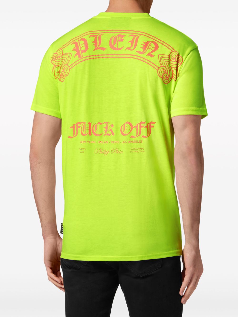 Shop Philipp Plein Logo-print Round-neck T-shirt In Yellow