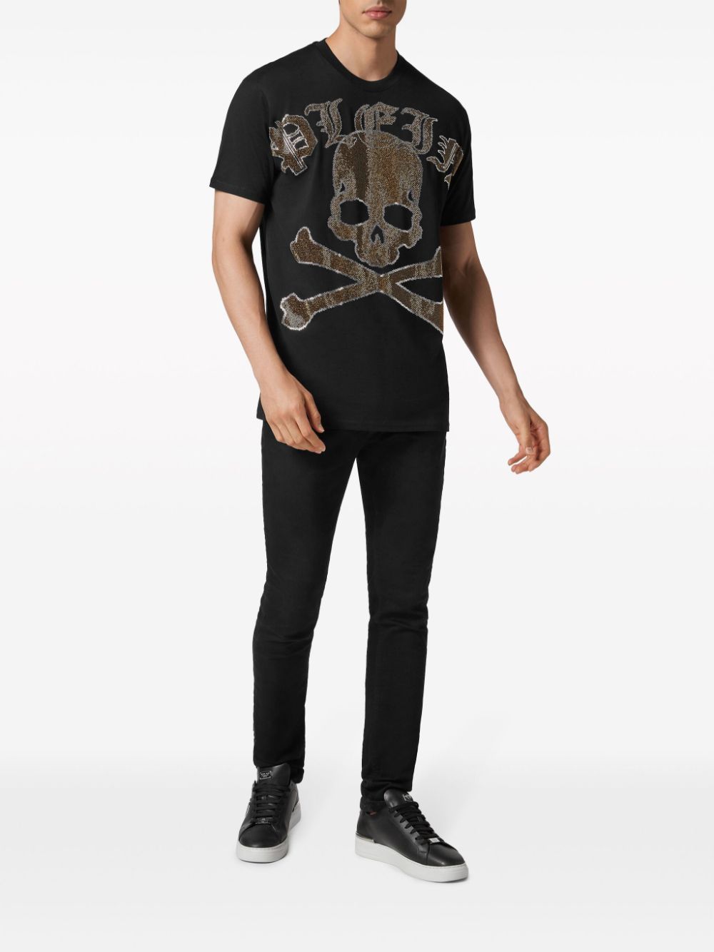 Philipp Plein Gothic Plein Strass cotton T-shirt - Zwart