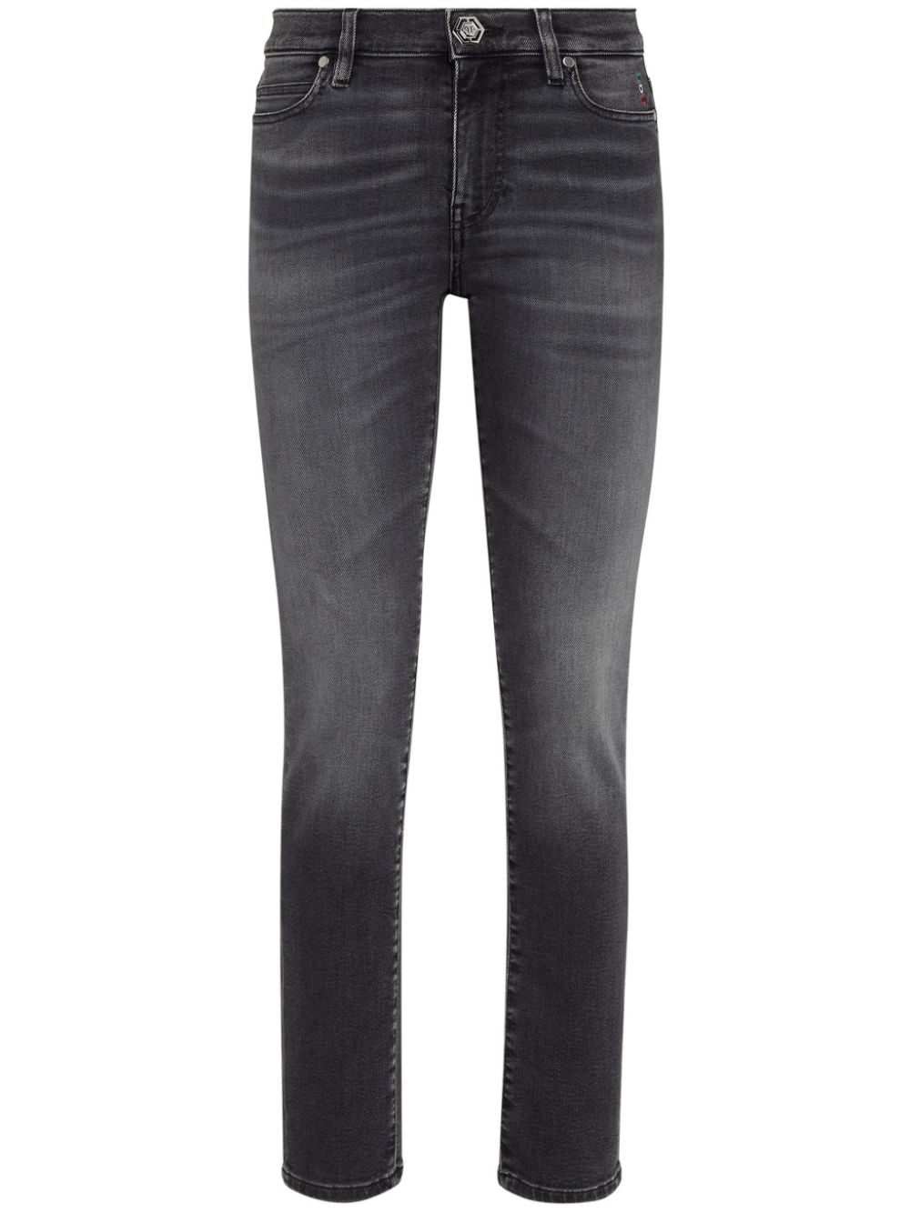 Philipp Plein Logo-appliquéd Skinny Jeans In Black