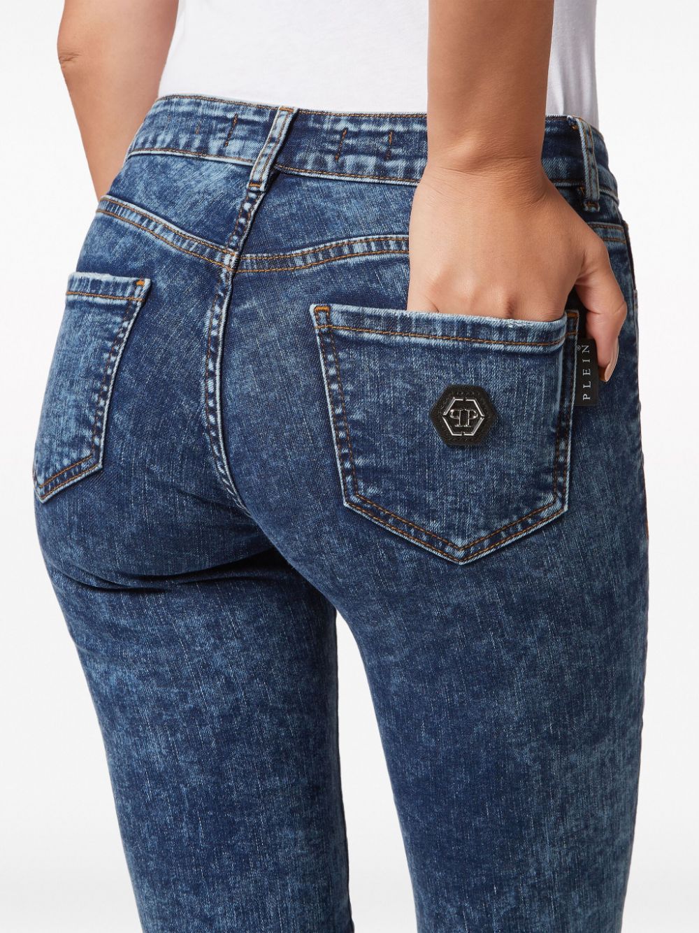 Philipp Plein Jeans met logopatch Blauw