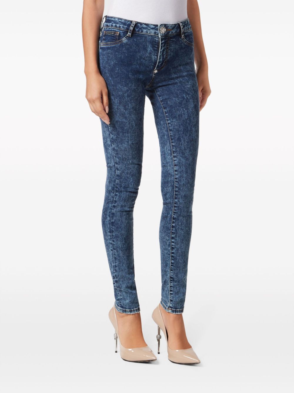 Philipp Plein Jeans met logopatch Blauw