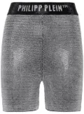 Philipp Plein logo-print metallic-threading shorts - Black