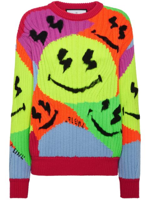 Philipp Plein smile-intarsia ribbed-knit jumper Women