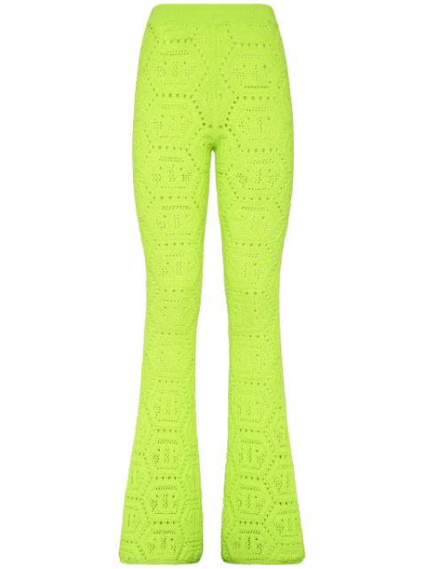 Philipp Plein patterned-knit flared trousers Women