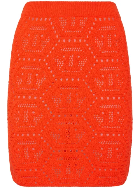 Philipp Plein Fluo Knit monogram miniskirt