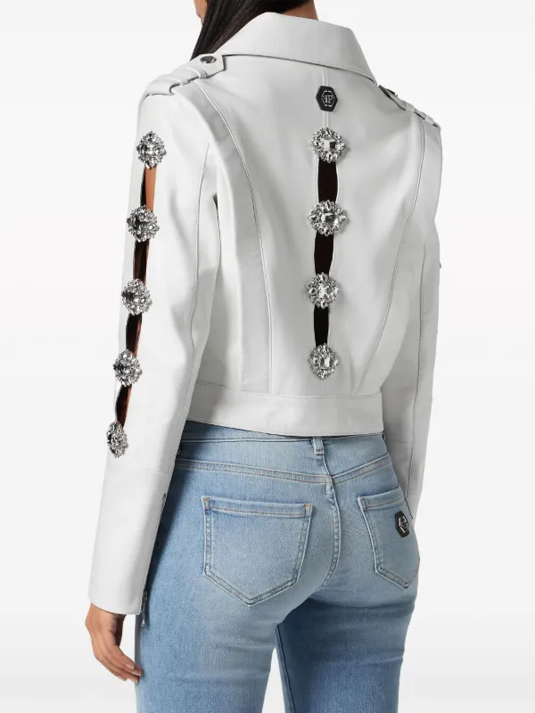 PHILIPP PLEIN レザーバイカークリスタルフリンジ PHILIPP PLEIN レザーバイカークリスタルフリンジ (PHILIPP