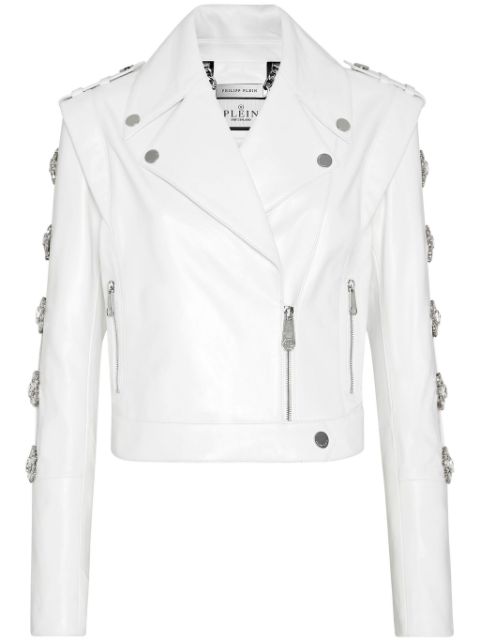 Philipp Plein crystal-embellished biker jacket Women