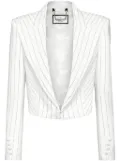 Philipp Plein Cady crystal-embellished cropped blazer - White