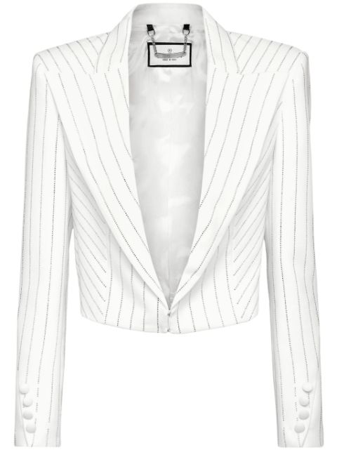 Philipp Plein Cady crystal-embellished cropped blazer Women