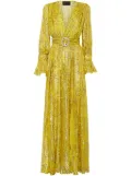 Philipp Plein metallic-threading front-slit maxi dress - Yellow