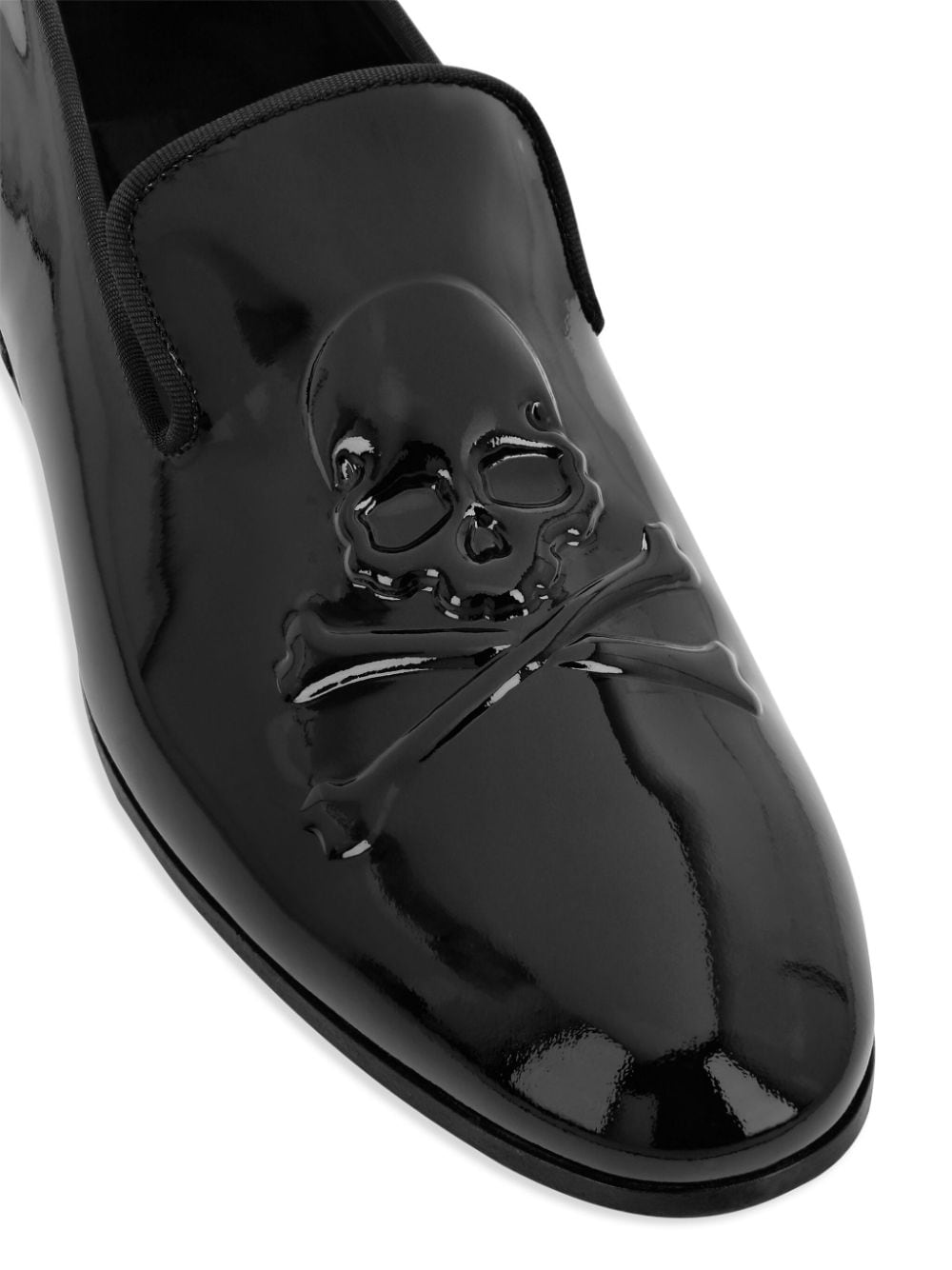 Shop Philipp Plein Skull&bones Patent Leather Loafers In Black