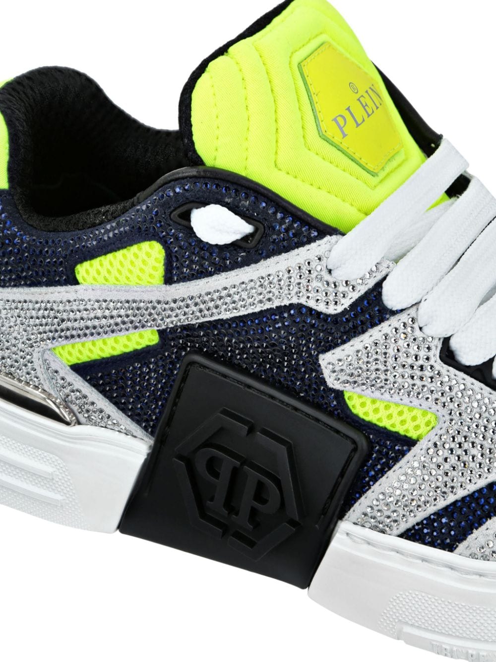 Shop Philipp Plein Phantom Kick$ Crystal-embellished Sneakers In Blue