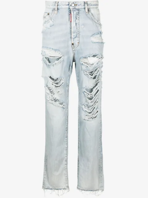 DSQUARED2 jean droit à effet usé