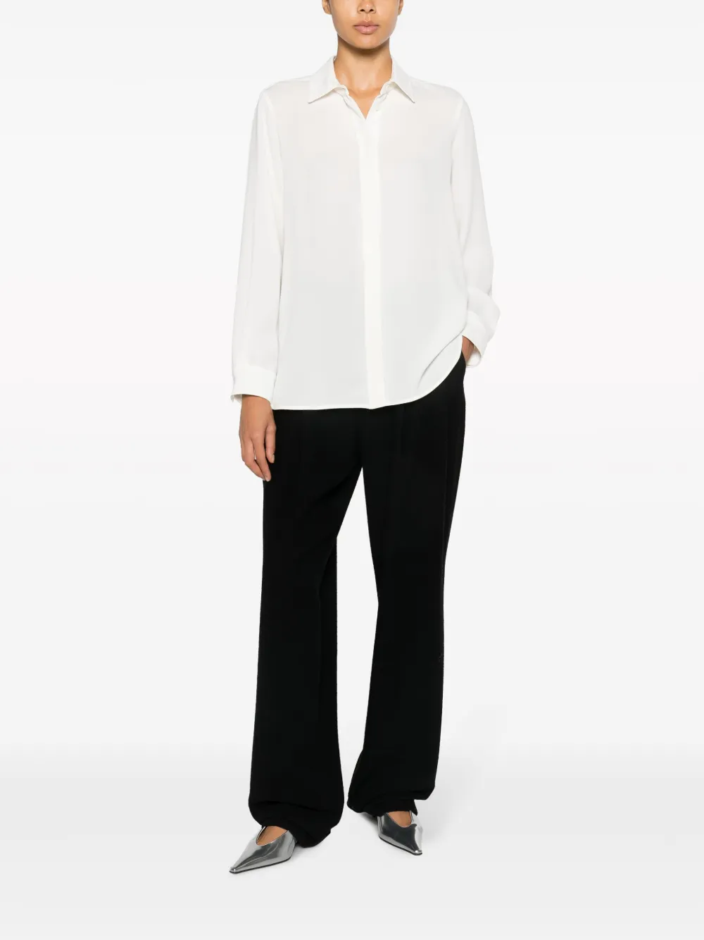Max Mara Vintage long-sleeve classic-collar shirt - Wit