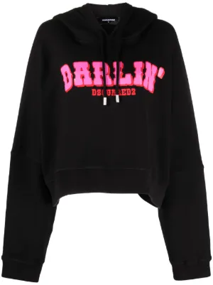 DSQUARED2 Ripped Detailing logo-print Hoodie | Purple | FARFETCH