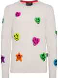 Philipp Plein appliqué cable-knit jumper - White
