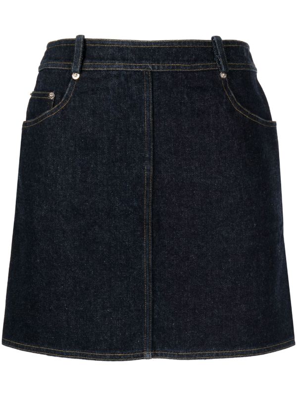 CHANEL Pre-Owned 1996 CC Stitch Denim Skirt - Farfetch