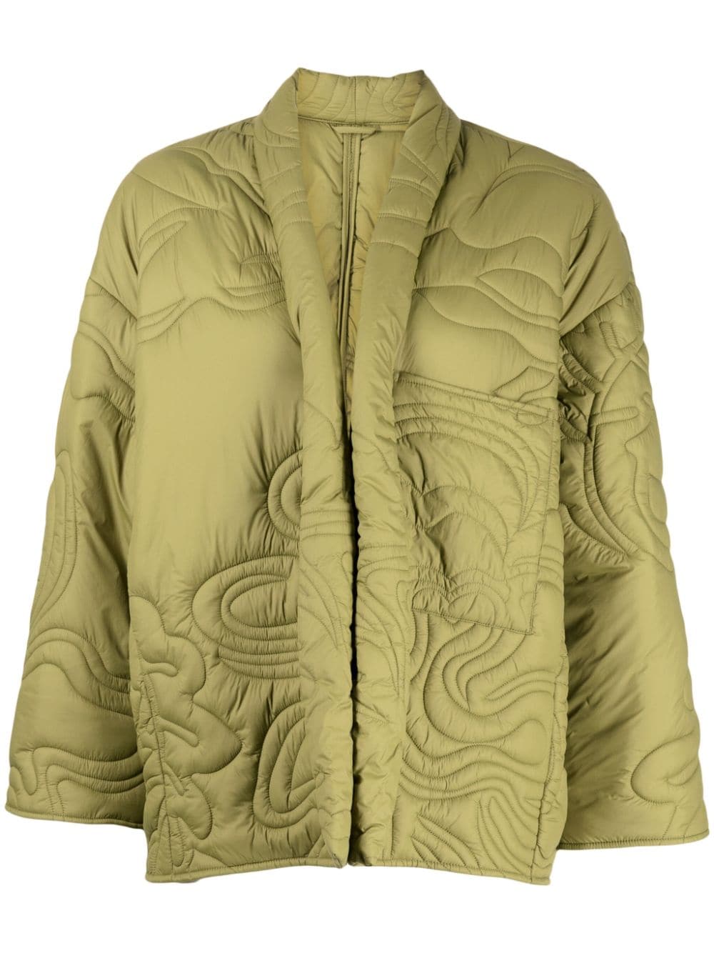 Jnby Collarless Quilted Jacket In Green
