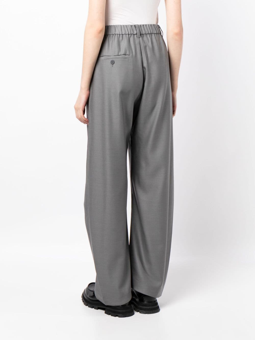 Shop Jnby Straight-leg Wool Trousers In Grey