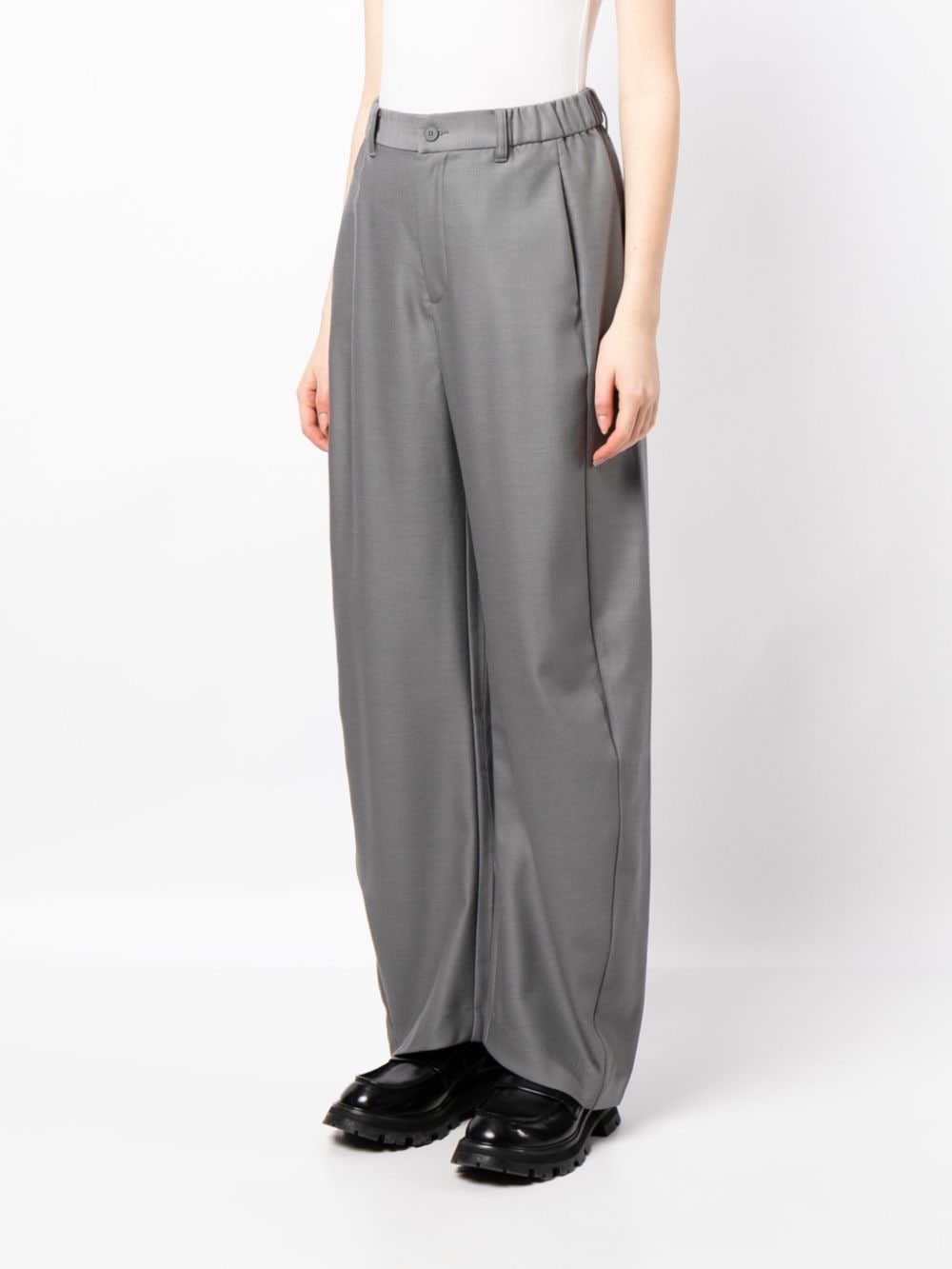 Shop Jnby Straight-leg Wool Trousers In Grey