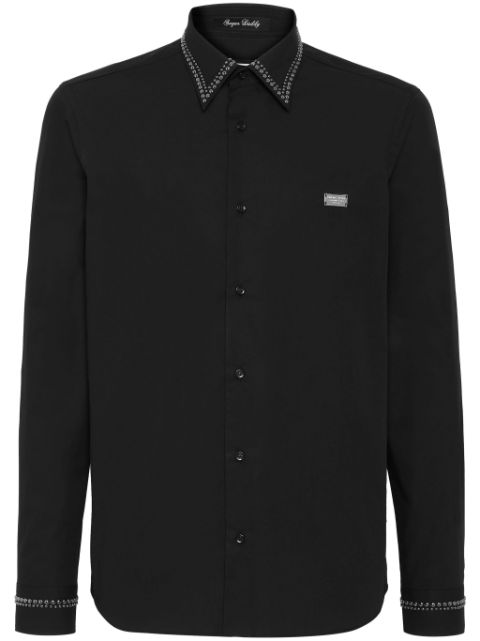 Philipp Plein logo-plaque cotton shirt Men