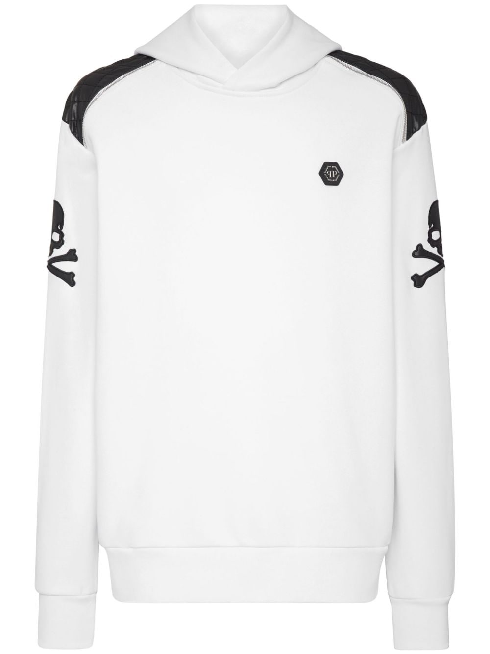 Philipp Plein Skull&bones Logo-patch Hoodie In White