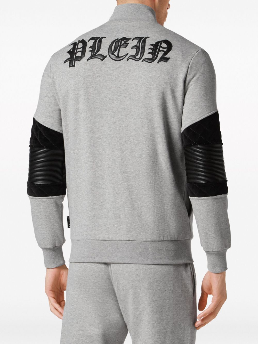 Shop Philipp Plein Logo Appliqué Jersey Jacket In Grey