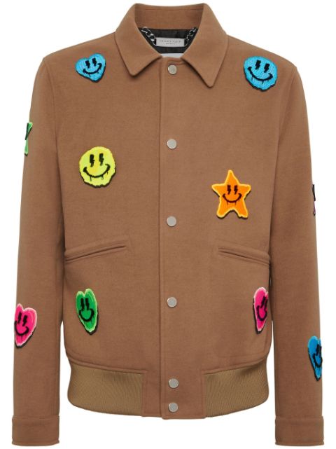 Philipp Plein smiley face-appliqued shirt jacket Men