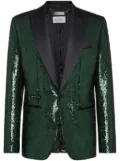 Philipp Plein sequin-design single-breasted blazer - Green