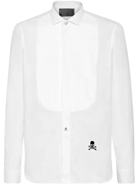 Philipp Plein logo-embroidered pleat-detail shirt
