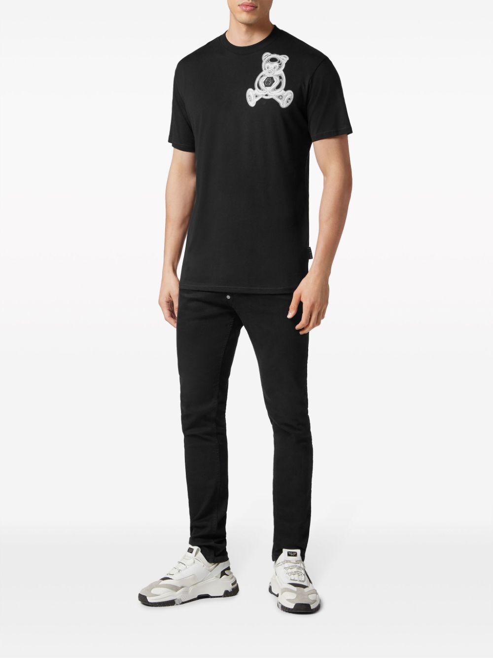 Shop Philipp Plein Teddy Bear-print Cotton T-shirt In Black