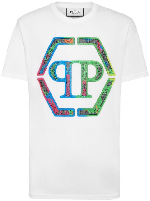 Philipp Plein logo crystal-embellished cotton T-shirt Men