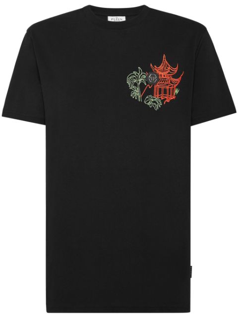 Philipp Plein logo-embroidered cotton T-shirt Men