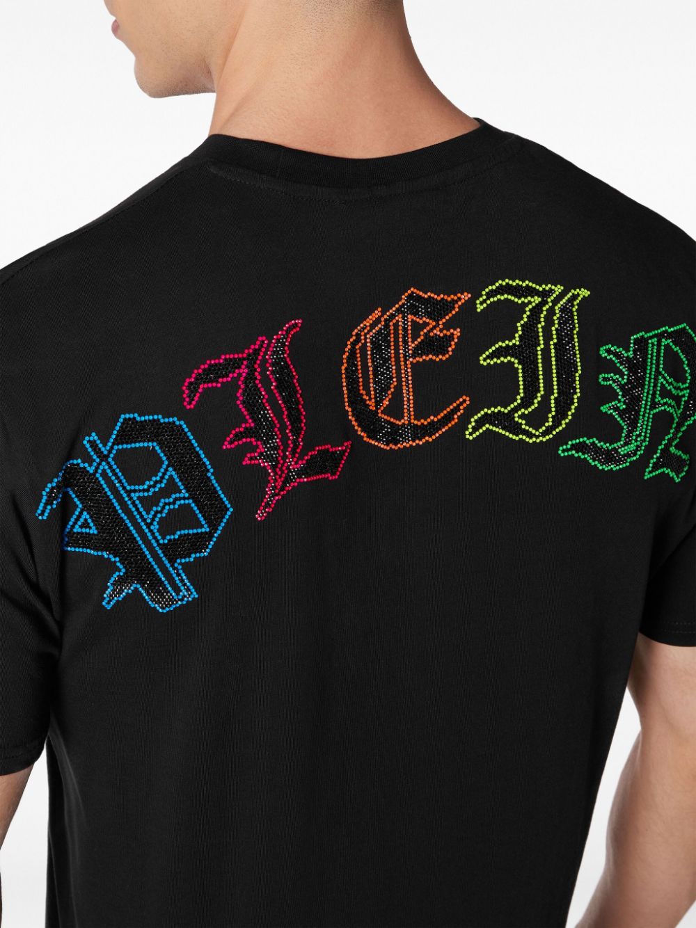 Shop Philipp Plein Logo-embroidered Cotton T-shirt In Black
