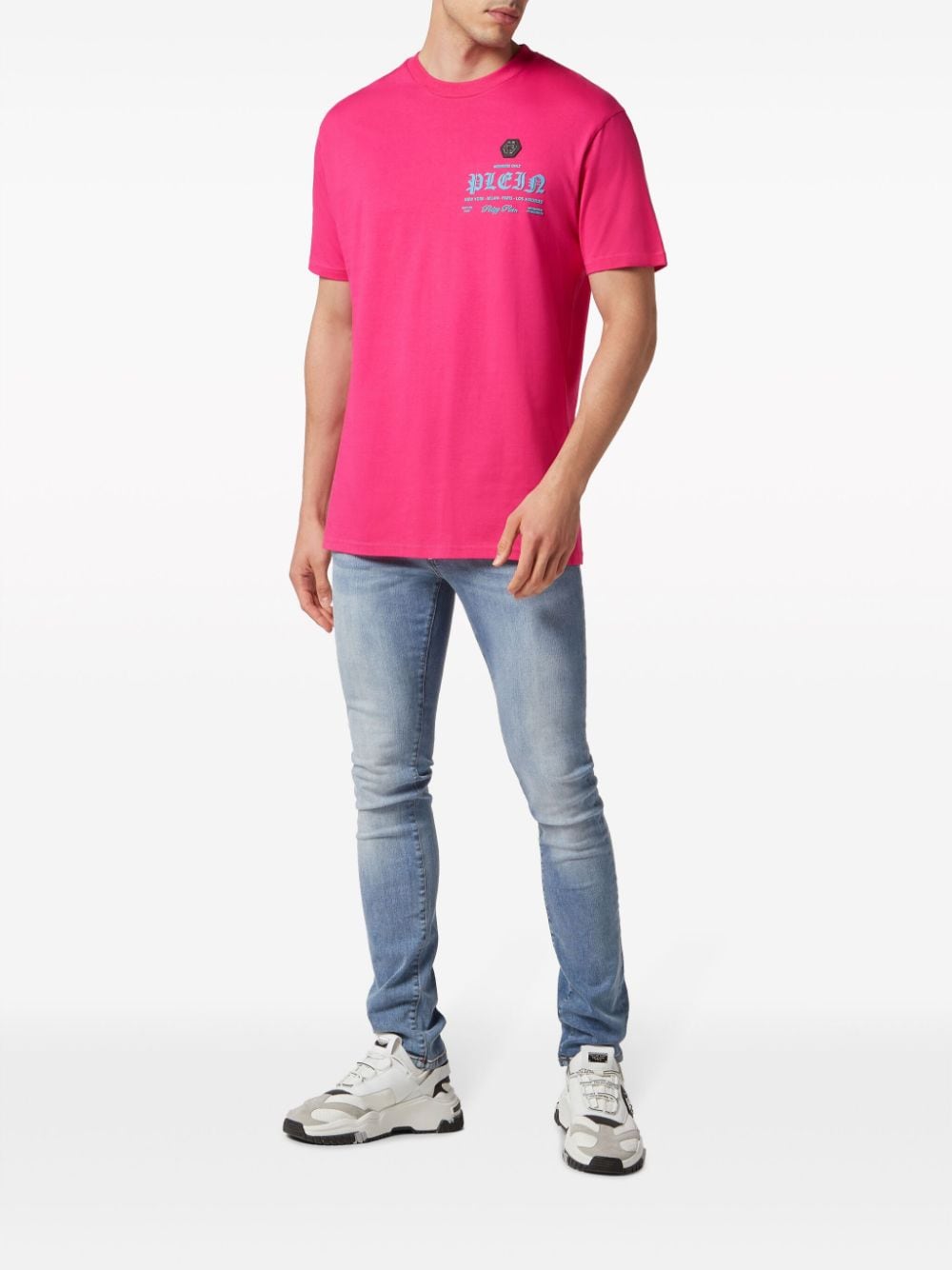 Shop Philipp Plein Logo-print Cotton T-shirt In Pink