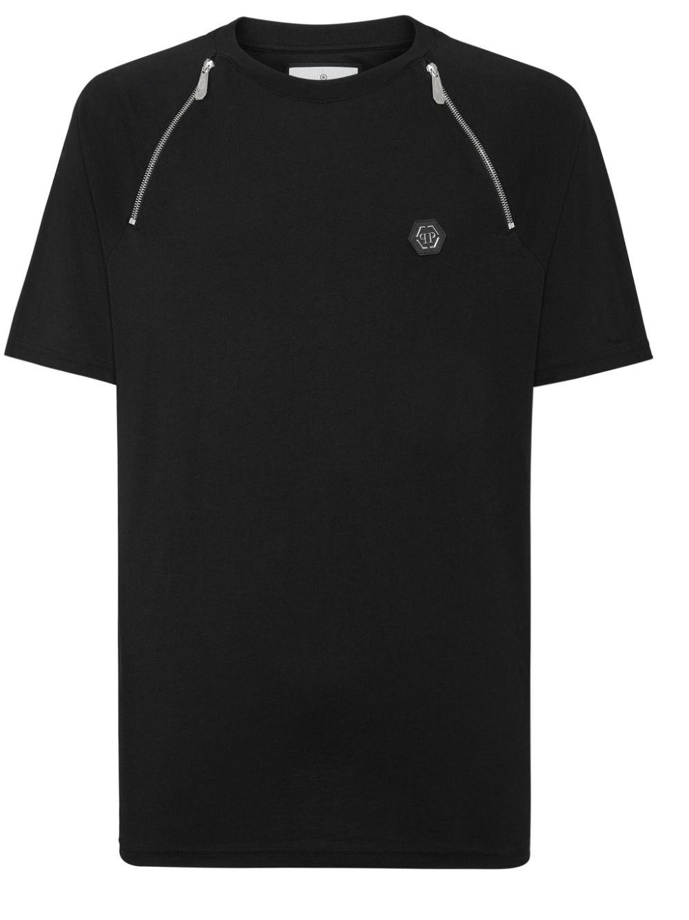 Philipp Plein Zip-detail Cotton T-shirt In Black