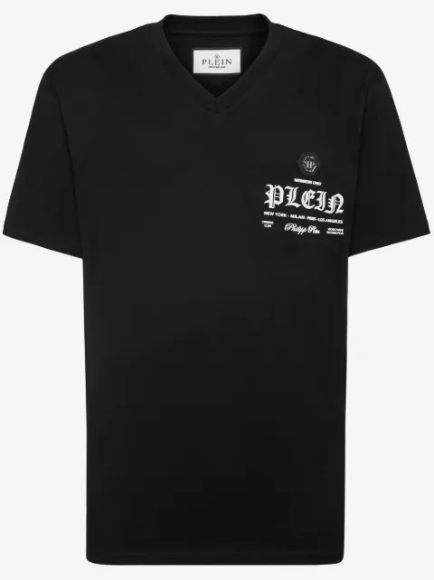 Philipp Plein playera con logo estampado y cuello V