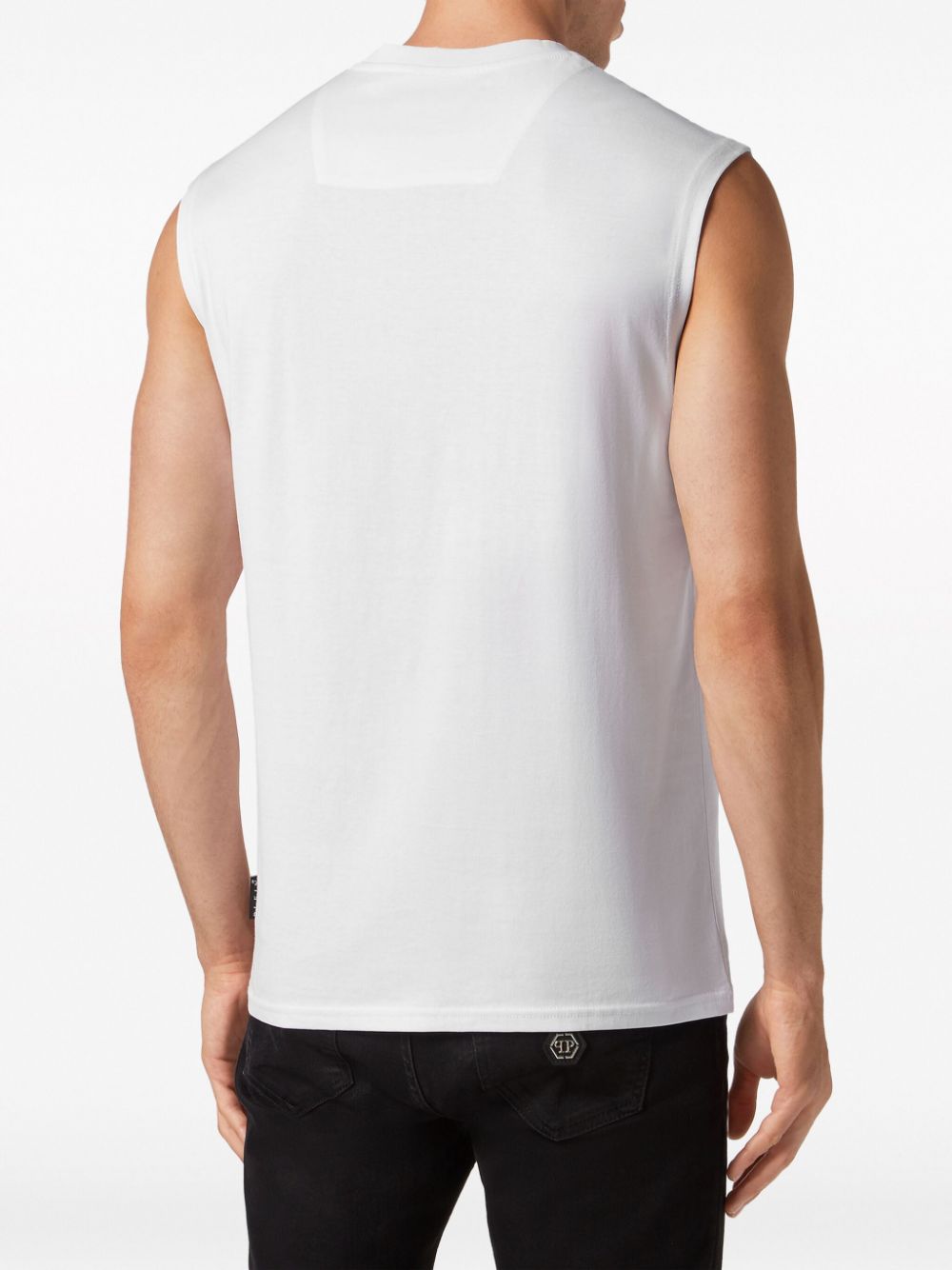 Shop Philipp Plein Logo-print Crew-neck Tank Top In White